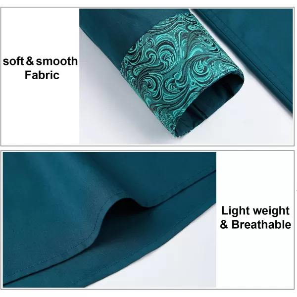 HISDERN Mens Dress Shirts Long Sleeve Button Down Casual Shirts for Men Inner Contrast Formal Business Tuxedo Wedding Shirt