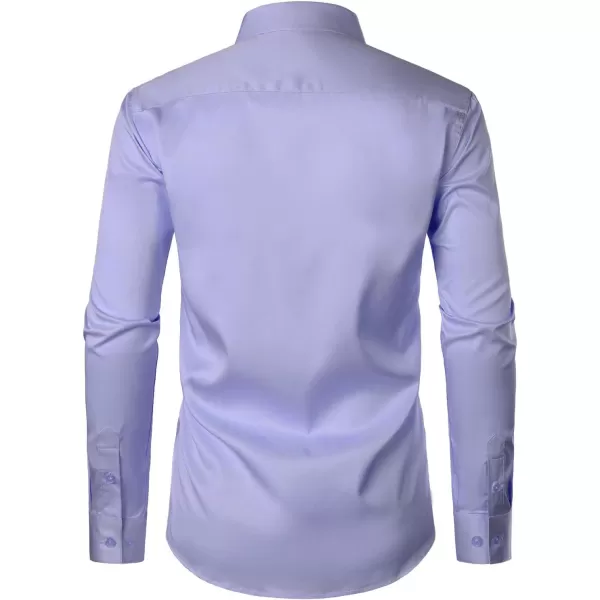 HISDERN Mens Dress Shirts Long Sleeve Button Down Casual Shirts for Men Inner Contrast Formal Business Tuxedo Wedding Shirt