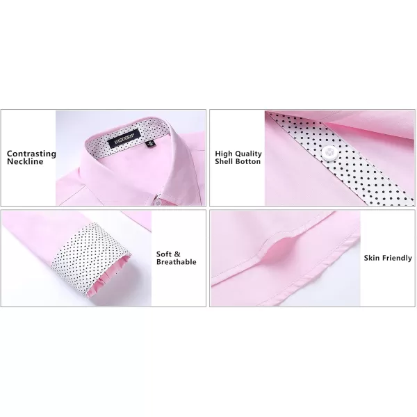 HISDERN Mens Dress Shirts Long Sleeve Button Down Casual Shirts for Men Inner Contrast Formal Business Tuxedo Wedding Shirt)