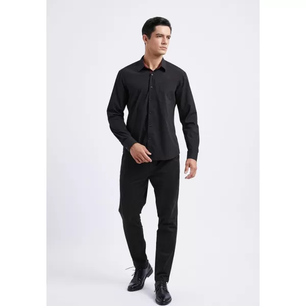 HISDERN Mens Dress Shirts Long Sleeve Button Down Casual Shirts for Men Inner Contrast Formal Business Tuxedo Wedding Shirt)