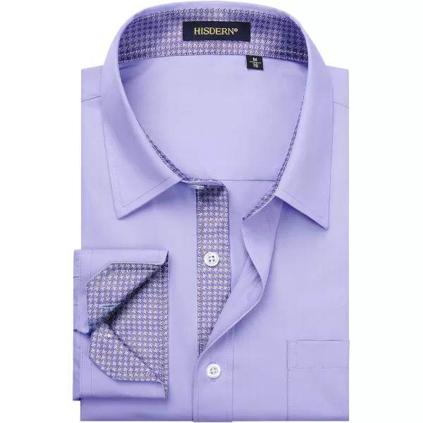 HISDERN Mens Dress Shirts Long Sleeve Button Down Casual Shirts for Men Inner Contrast Formal Business Tuxedo Wedding Shirt