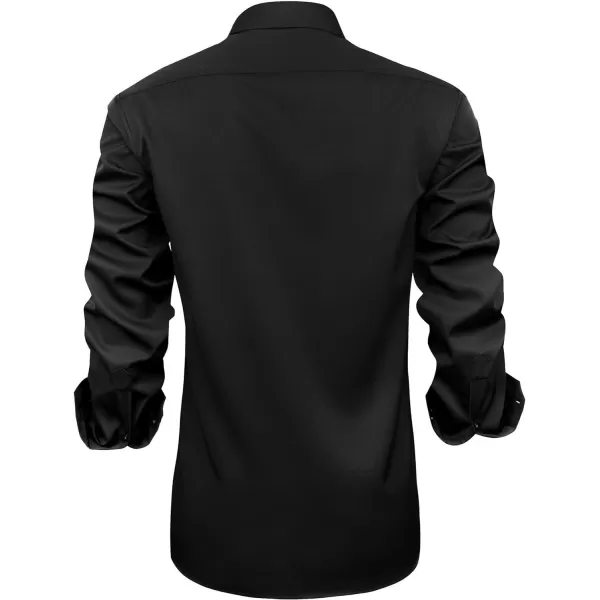 HISDERN Mens Dress Shirts Long Sleeve Button Down Casual Shirts for Men Inner Contrast Formal Business Tuxedo Wedding Shirt)