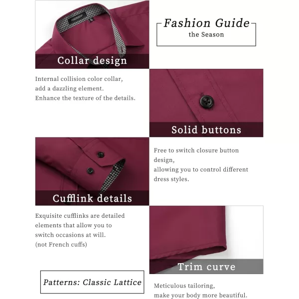 HISDERN Mens Dress Shirts Long Sleeve Button Down Casual Shirts for Men Inner Contrast Formal Business Tuxedo Wedding Shirt
