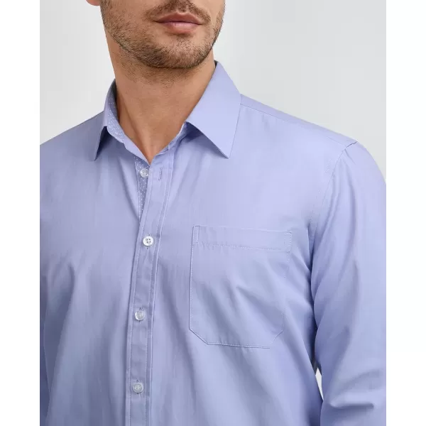 HISDERN Mens Dress Shirts Long Sleeve Button Down Casual Shirts for Men Inner Contrast Formal Business Tuxedo Wedding Shirt