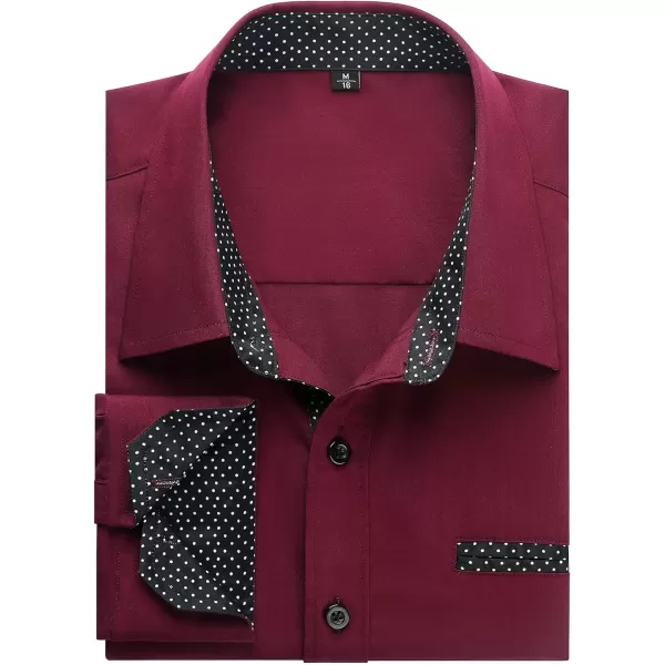 HISDERN Mens Dress Shirts Long Sleeve Button Down Casual Shirts for Men Inner Contrast Formal Business Tuxedo Wedding Shirt