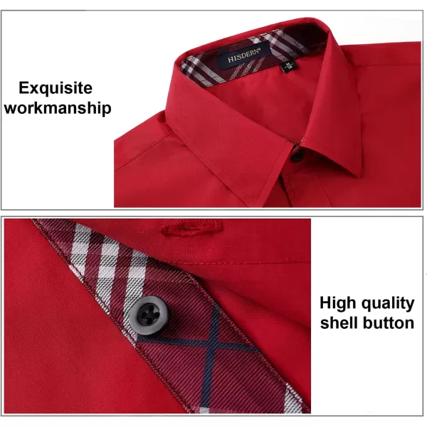 HISDERN Mens Dress Shirts Long Sleeve Button Down Casual Shirts for Men Inner Contrast Formal Business Tuxedo Wedding Shirt