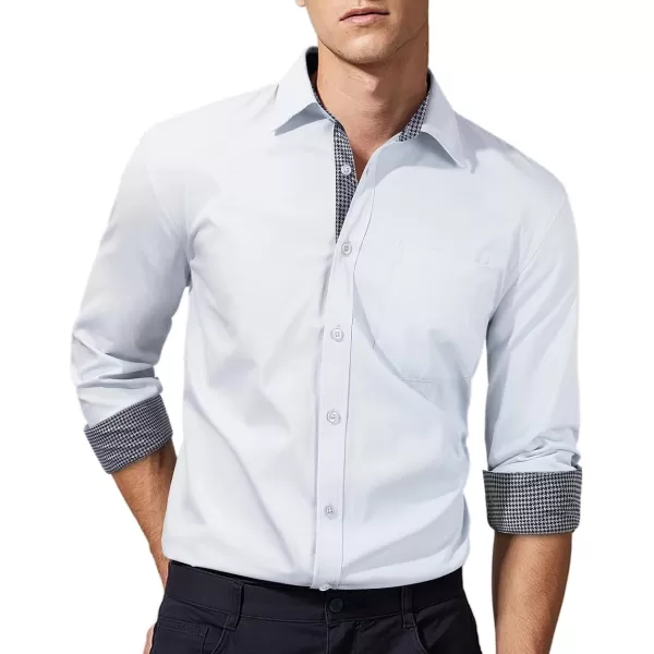 HISDERN Mens Dress Shirts Long Sleeve Button Down Casual Shirts for Men Inner Contrast Formal Business Tuxedo Wedding Shirt