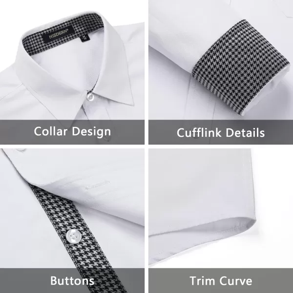 HISDERN Mens Dress Shirts Long Sleeve Button Down Casual Shirts for Men Inner Contrast Formal Business Tuxedo Wedding Shirt