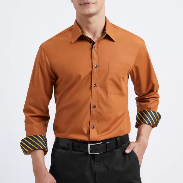 HISDERN Mens Dress Shirts Long Sleeve Button Down Casual Shirts for Men Inner Contrast Formal Business Tuxedo Wedding Shirt