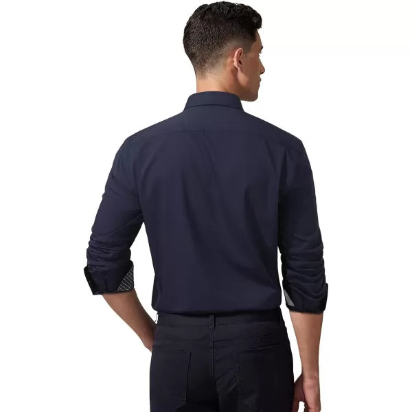 HISDERN Mens Dress Shirts Long Sleeve Button Down Casual Shirts for Men Inner Contrast Formal Business Tuxedo Wedding Shirt)