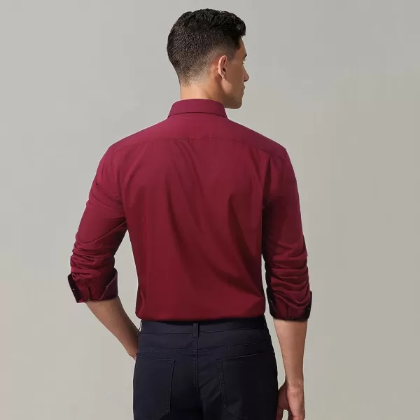 HISDERN Mens Dress Shirts Long Sleeve Button Down Casual Shirts for Men Inner Contrast Formal Business Tuxedo Wedding Shirt