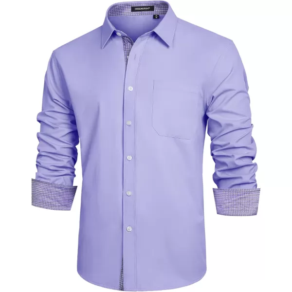 HISDERN Mens Dress Shirts Long Sleeve Button Down Casual Shirts for Men Inner Contrast Formal Business Tuxedo Wedding Shirt