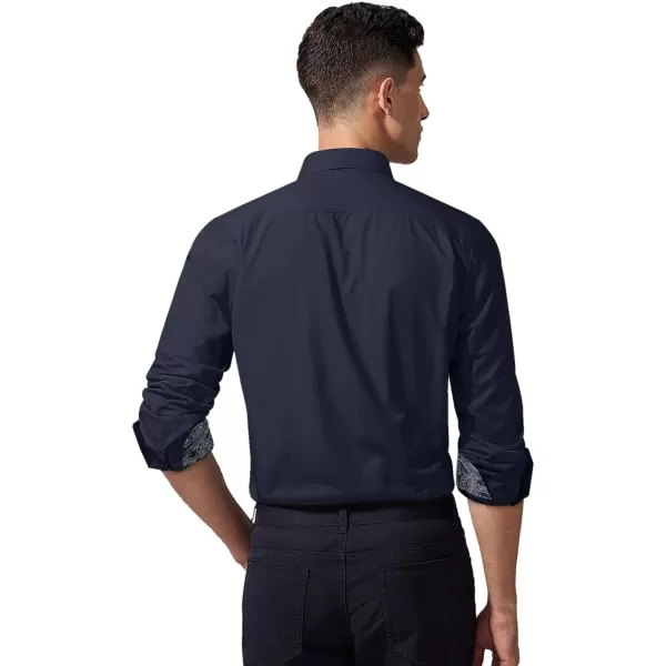 HISDERN Mens Dress Shirts Long Sleeve Button Down Casual Shirts for Men Inner Contrast Formal Business Tuxedo Wedding Shirt