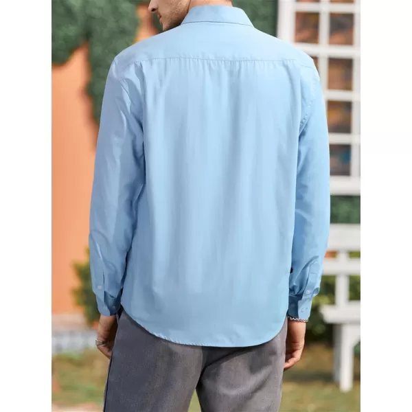 HISDERN Mens Dress Shirts Long Sleeve Button Down Casual Shirts for Men Inner Contrast Formal Business Tuxedo Wedding Shirt)