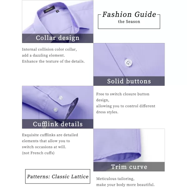 HISDERN Mens Dress Shirts Long Sleeve Button Down Casual Shirts for Men Inner Contrast Formal Business Tuxedo Wedding Shirt