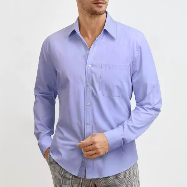 HISDERN Mens Dress Shirts Long Sleeve Button Down Casual Shirts for Men Inner Contrast Formal Business Tuxedo Wedding Shirt