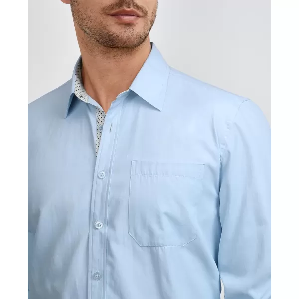 HISDERN Mens Dress Shirts Long Sleeve Button Down Casual Shirts for Men Inner Contrast Formal Business Tuxedo Wedding Shirt)