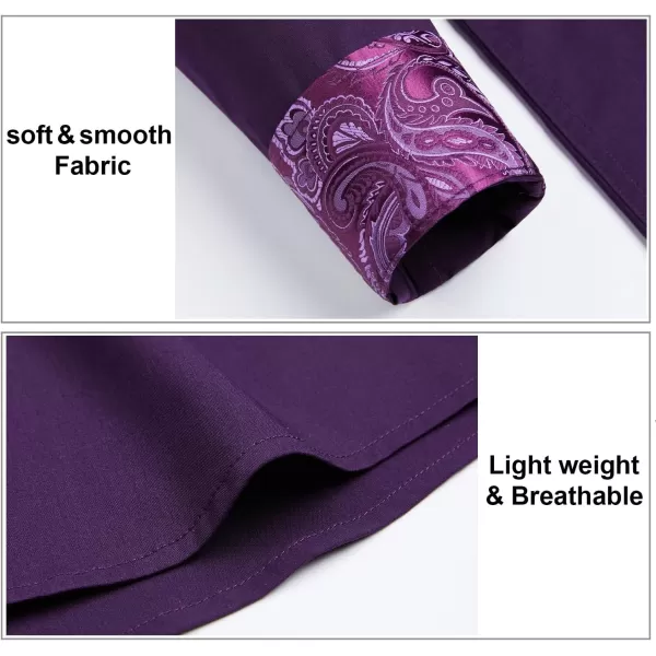 HISDERN Mens Dress Shirts Long Sleeve Button Down Casual Shirts for Men Inner Contrast Formal Business Tuxedo Wedding Shirt