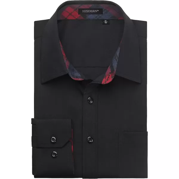 HISDERN Mens Dress Shirts Long Sleeve Button Down Casual Shirts for Men Inner Contrast Formal Business Tuxedo Wedding Shirt