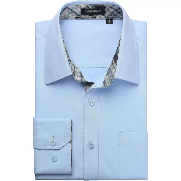 HISDERN Mens Dress Shirts Long Sleeve Button Down Casual Shirts for Men Inner Contrast Formal Business Tuxedo Wedding Shirt