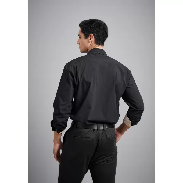 HISDERN Mens Dress Shirts Long Sleeve Button Down Casual Shirts for Men Inner Contrast Formal Business Tuxedo Wedding Shirt)