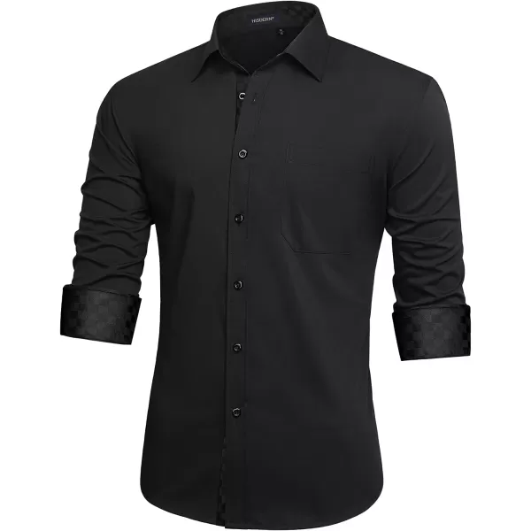 HISDERN Mens Dress Shirts Long Sleeve Button Down Casual Shirts for Men Inner Contrast Formal Business Tuxedo Wedding Shirt