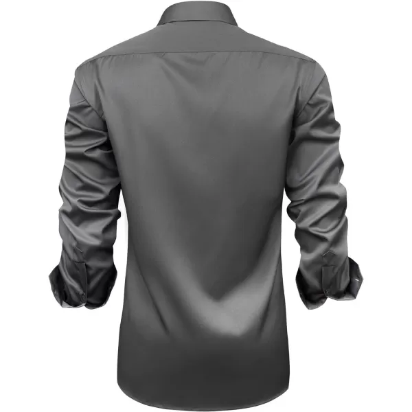 HISDERN Mens Dress Shirts Long Sleeve Button Down Casual Shirts for Men Inner Contrast Formal Business Tuxedo Wedding Shirt