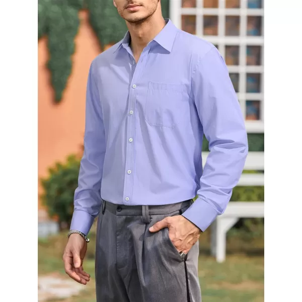 HISDERN Mens Dress Shirts Long Sleeve Button Down Casual Shirts for Men Inner Contrast Formal Business Tuxedo Wedding Shirt