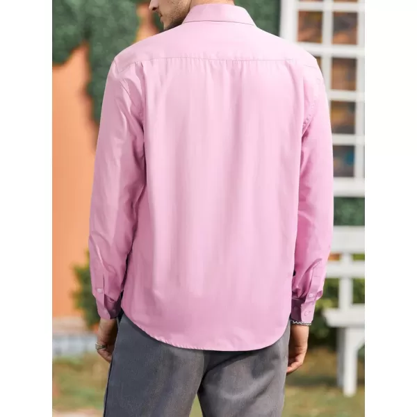 HISDERN Mens Dress Shirts Long Sleeve Button Down Casual Shirts for Men Inner Contrast Formal Business Tuxedo Wedding Shirt