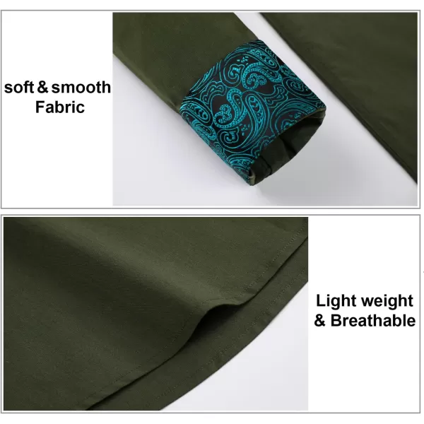 HISDERN Mens Dress Shirts Long Sleeve Button Down Casual Shirts for Men Inner Contrast Formal Business Tuxedo Wedding Shirt