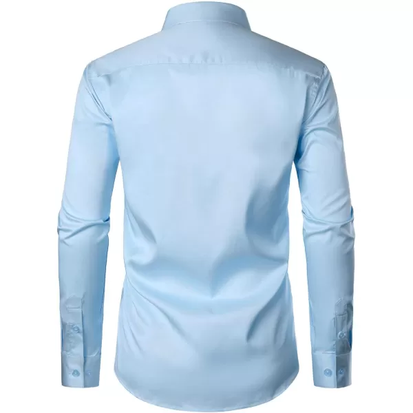 HISDERN Mens Dress Shirts Long Sleeve Button Down Casual Shirts for Men Inner Contrast Formal Business Tuxedo Wedding Shirt)