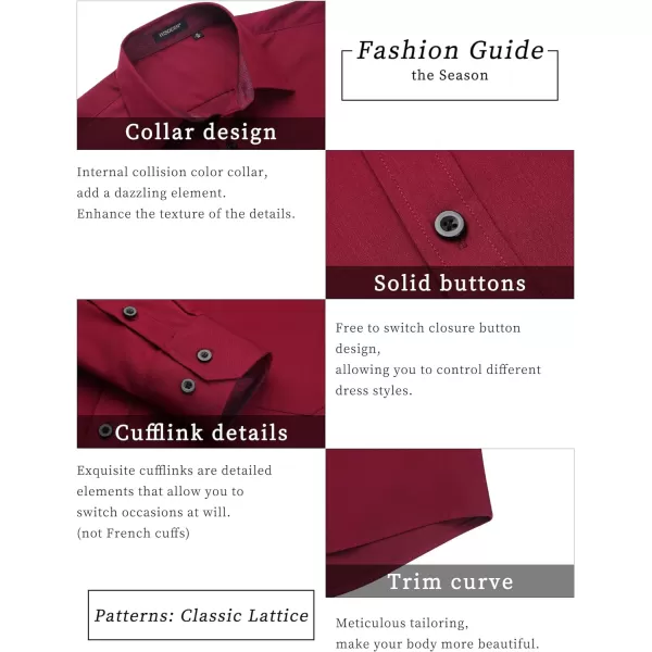 HISDERN Mens Dress Shirts Long Sleeve Button Down Casual Shirts for Men Inner Contrast Formal Business Tuxedo Wedding Shirt