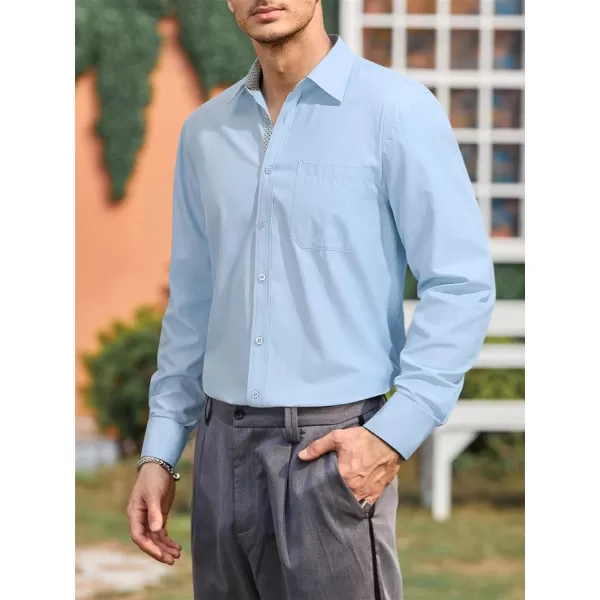 HISDERN Mens Dress Shirts Long Sleeve Button Down Casual Shirts for Men Inner Contrast Formal Business Tuxedo Wedding Shirt)