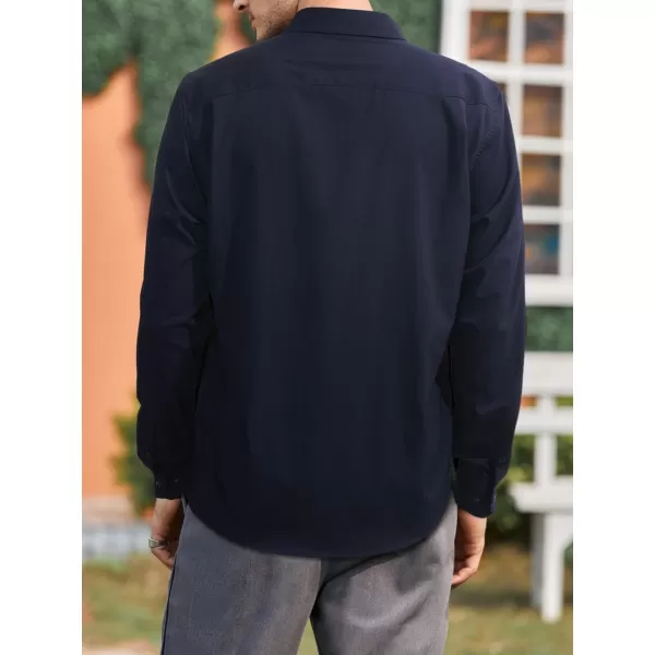 HISDERN Mens Dress Shirts Long Sleeve Button Down Casual Shirts for Men Inner Contrast Formal Business Tuxedo Wedding Shirt)