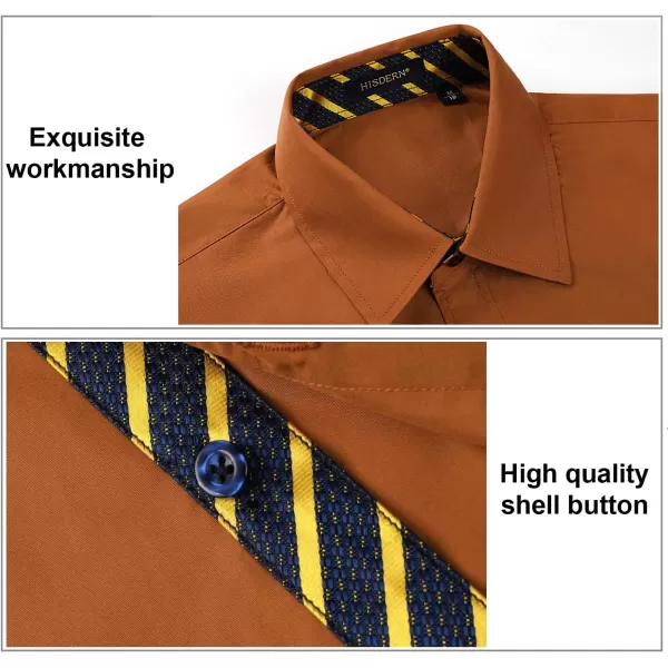 HISDERN Mens Dress Shirts Long Sleeve Button Down Casual Shirts for Men Inner Contrast Formal Business Tuxedo Wedding Shirt