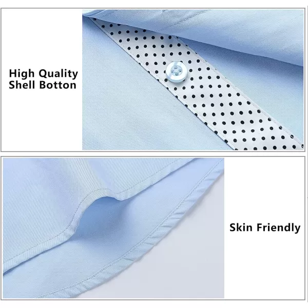 HISDERN Mens Dress Shirts Long Sleeve Button Down Casual Shirts for Men Inner Contrast Formal Business Tuxedo Wedding Shirt)