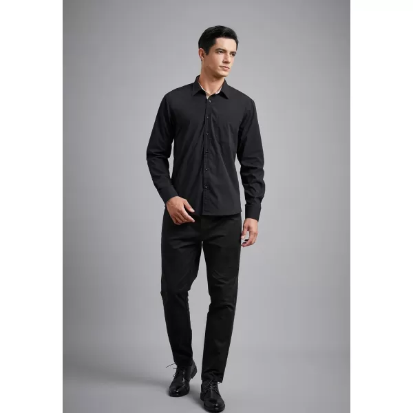 HISDERN Mens Dress Shirts Long Sleeve Button Down Casual Shirts for Men Inner Contrast Formal Business Tuxedo Wedding Shirt)