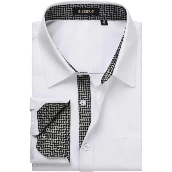 HISDERN Mens Dress Shirts Long Sleeve Button Down Casual Shirts for Men Inner Contrast Formal Business Tuxedo Wedding Shirt
