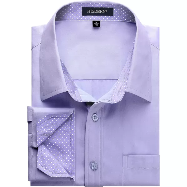 HISDERN Mens Dress Shirts Long Sleeve Button Down Casual Shirts for Men Inner Contrast Formal Business Tuxedo Wedding Shirt