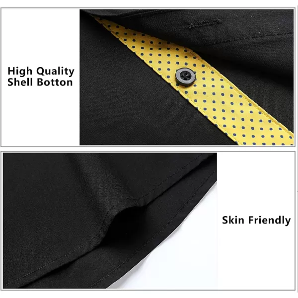 HISDERN Mens Dress Shirts Long Sleeve Button Down Casual Shirts for Men Inner Contrast Formal Business Tuxedo Wedding Shirt)