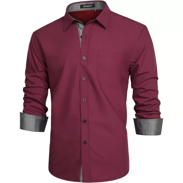 HISDERN Mens Dress Shirts Long Sleeve Button Down Casual Shirts for Men Inner Contrast Formal Business Tuxedo Wedding Shirt