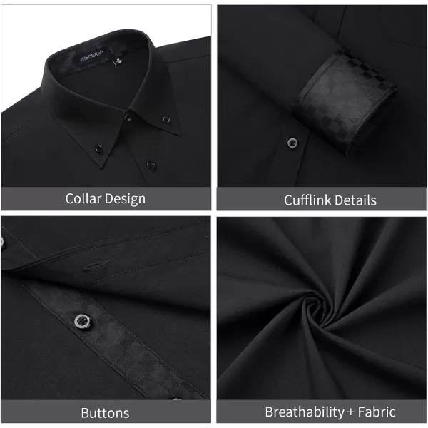 HISDERN Mens Dress Shirts Long Sleeve Button Down Casual Shirts for Men Inner Contrast Formal Business Tuxedo Wedding Shirt