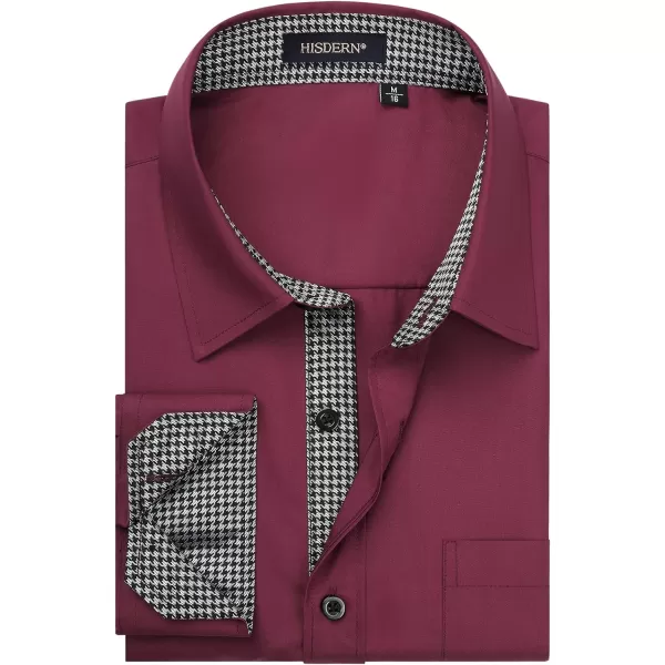 HISDERN Mens Dress Shirts Long Sleeve Button Down Casual Shirts for Men Inner Contrast Formal Business Tuxedo Wedding Shirt