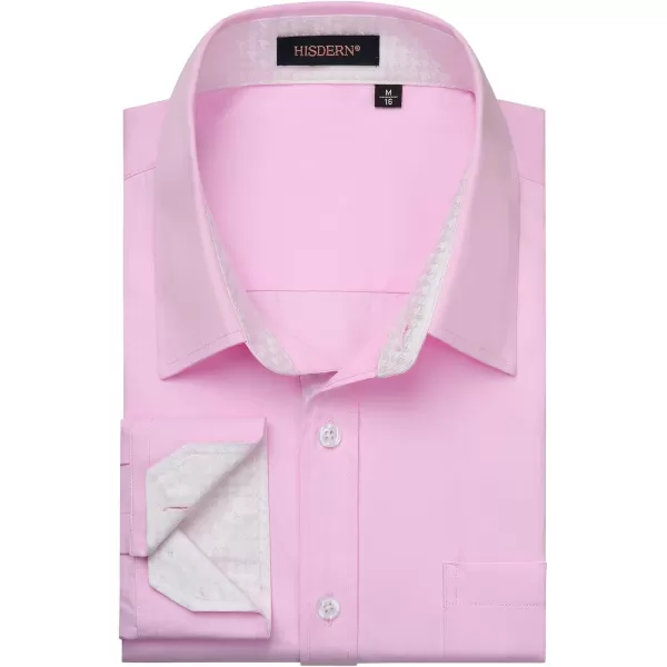 HISDERN Mens Dress Shirts Long Sleeve Button Down Casual Shirts for Men Inner Contrast Formal Business Tuxedo Wedding Shirt
