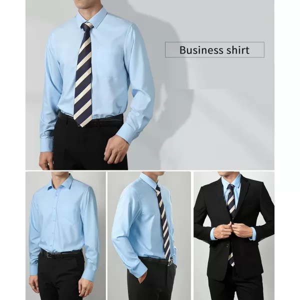 HISDERN Mens Dress Shirts Long Sleeve Button Down Shirts for Men Casual Solid Formal Business Regular Fit Shirt with Pocket