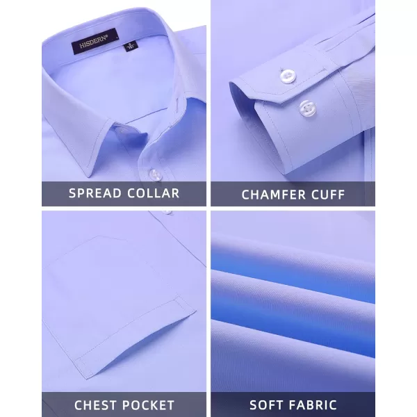 HISDERN Mens Dress Shirts Long Sleeve Button Down Shirts for Men Casual Solid Formal Business Regular Fit Shirt with Pocket