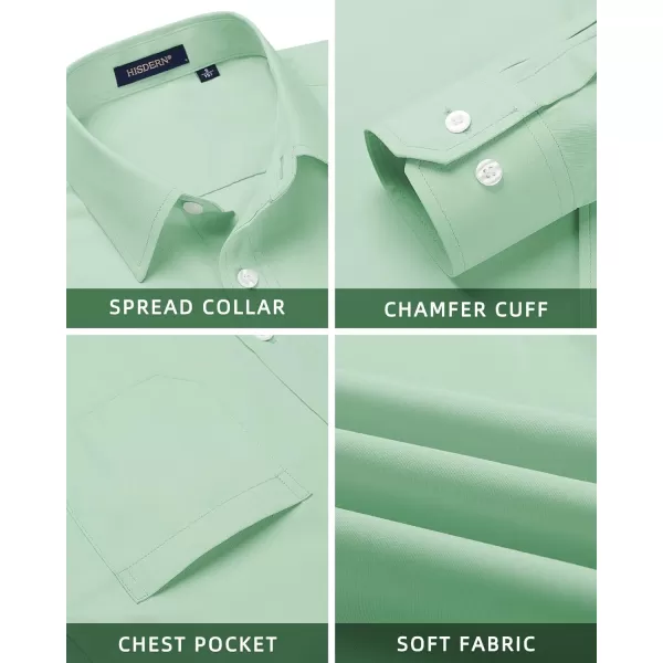HISDERN Mens Dress Shirts Long Sleeve Button Down Shirts for Men Casual Solid Formal Business Regular Fit Shirt with Pocket