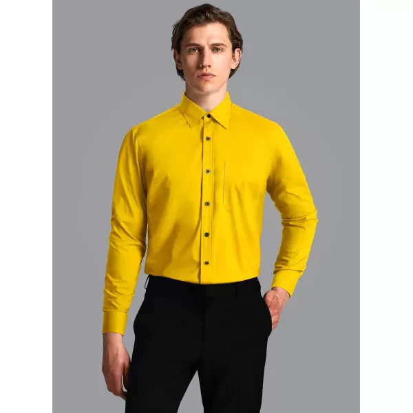 HISDERN Mens Dress Shirts Long Sleeve Button Down Shirts for Men Casual Solid Formal Business Regular Fit Shirt with Pocket