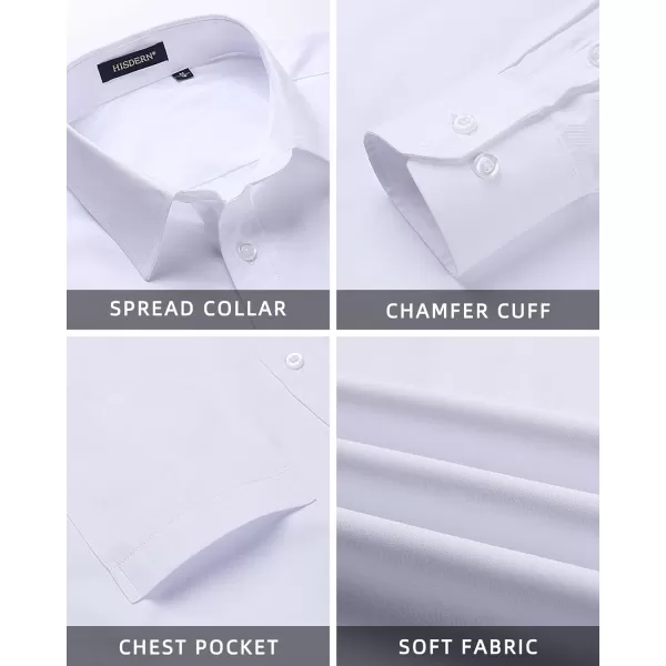 HISDERN Mens Dress Shirts Long Sleeve Button Down Shirts for Men Casual Solid Formal Business Regular Fit Shirt with Pocket