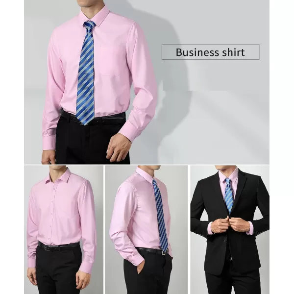 HISDERN Mens Dress Shirts Long Sleeve Button Down Shirts for Men Casual Solid Formal Business Regular Fit Shirt with Pocket